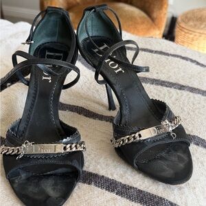 Dior Black Strappy Chain Heels